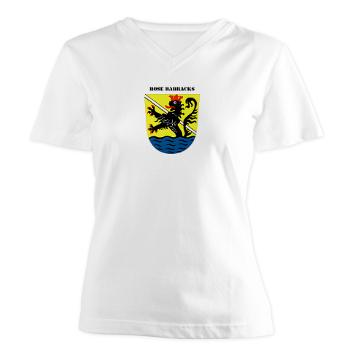 RB - A01 - 04 - Rose Barracks with Text - Women's V-Neck T-Shirt