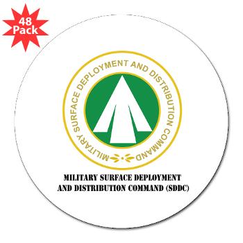 SDDC - M01 - 01 - Military Surface Deployment and Distribution Command with Text - 3" Lapel Sticker (48 pk)
