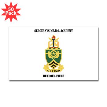 SMAH - M01 - 01 - DUI - Sergeants Major Academy Headquarters with Text - Sticker (Rectangle 50 pk)
