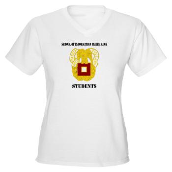 SOITS - A01 - 04 - DUI - School of Information Technology - Students with text - Women's V-Neck T-Shirt