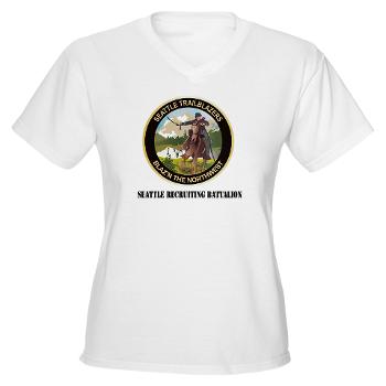 SRB - A01 - 04 - DUI - Seattle Recruiting Battalion with Text Women's V-Neck T-Shirt - Click Image to Close