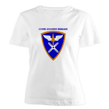 110AB - A01 - 04 - SSI - 110th Aviation Bde with Text Women's V-Neck T-Shirt - Click Image to Close