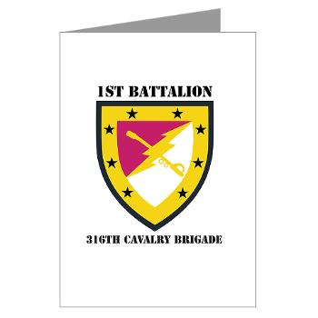 1B316CB - M01 - 02 - SSI - 1st Battalion - 316th Cavalry Brigade with Text Greeting Cards (Pk of 20)