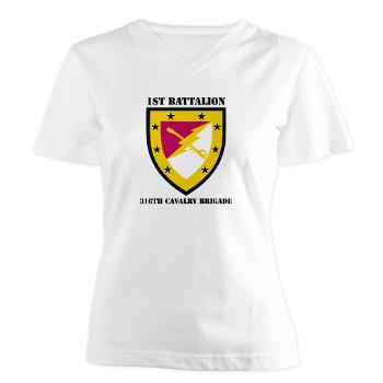 1B316CB - A01 - 04 - SSI - 1st Battalion - 316th Cavalry Brigade with Text Women's V-Neck T-Shirt