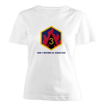 3CB - A01 - 04 - SSI - 3rd Chemical Bde with Text - Women's V-Neck T-Shirt