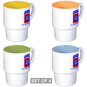 82DV - M01 - 03 - SSI - 82nd Airborne Division with Text Stackable Mug Set (4 mugs)
