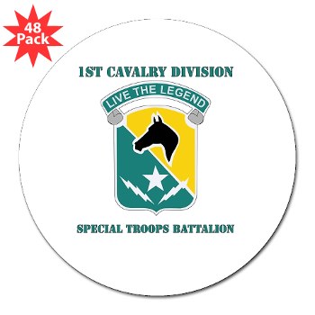 STB - M01 - 01 - DUI - 1st Cav Div - Special Troops Bn with Text - 3" Lapel Sticker (48 pk) - Click Image to Close