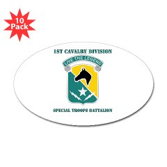 STB - M01 - 01 - DUI - 1st Cav Div - Special Troops Bn with Text - Sticker (Oval 10 pk)