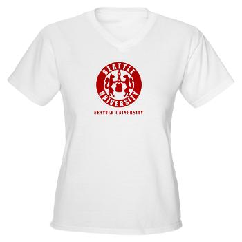 SU - A01 - 04 - SSI - ROTC - Seattle University with Text - Women's V-Neck T-Shirt
