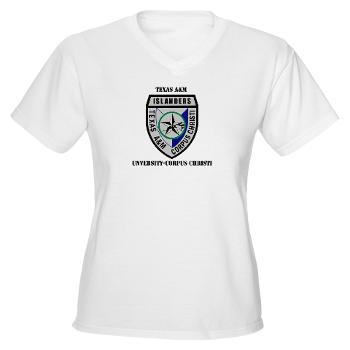 TAMUCC - A01 - 04 - SSI - ROTC - Texas A&M Unversity-Corpus Christi with Text - Women's V-Neck T-Shirt