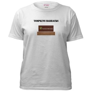 TBarracks - A01 - 04 - Tompkins Barracks with Text - Women's T-Shirt