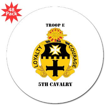 TE5C - M01 - 01 - DUI - Troop E, 5th Cavalry with Text 3" Lapel Sticker (48 pk)
