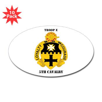 TE5C - M01 - 01 - DUI - Troop E, 5th Cavalry with Text Sticker (Oval 10 pk)