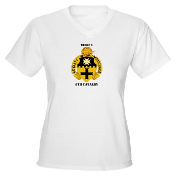 TE5C - A01 - 04 - DUI - Troop E, 5th Cavalry with Text Women's V-Neck T-Shirt