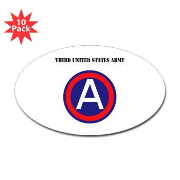 TUSA - M01 - 01 - Third United States Army with Text - Sticker (Oval 10 pk)