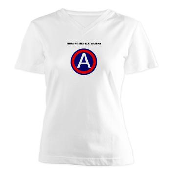 TUSA - A01 - 04 - Third United States Army with Text - Women's V-Neck T-Shirt