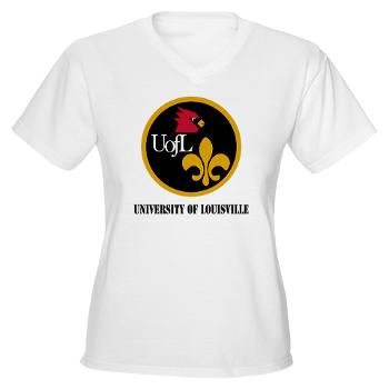 UL - A01 - 04 - SSI - ROTC - University of Louisville with Text - Women's V-Neck T-Shirt
