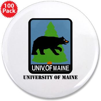 UM - M01 - 01 - University of Maine with Text - 3.5" Button (100 pack)