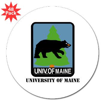 UM - M01 - 01 - University of Maine with Text - 3" Lapel Sticker (48 pk) - Click Image to Close