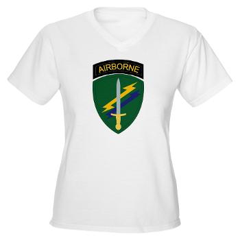 USACAPOC - A01 - 04 - SSI - US Army Civil Affairs and Psychological Ops Cmd Women's V-Neck T-Shirt - Click Image to Close