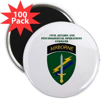 USACAPOC - M01 - 01 - SSI - US Army Civil Affairs and Psychological Ops Cmd with Text 2.25" Magnet (100 pack)