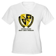 USACC - A01 - 04 - DUI - US Army Cadet Command with Text Women's V-Neck T-Shirt