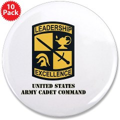 USACC - M01 - 01 - SSI - US Army Cadet Command with Text 3.5" Button (10 pack) - Click Image to Close