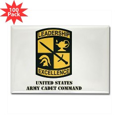 USACC - M01 - 01 - SSI - US Army Cadet Command with Text Rectangle Magnet (100 pack)