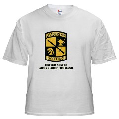 USACC - A01 - 04 - SSI - US Army Cadet Command with Text White T-Shirt - Click Image to Close