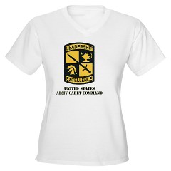 USACC - A01 - 04 - SSI - US Army Cadet Command with Text Women's V-Neck T-Shirt - Click Image to Close