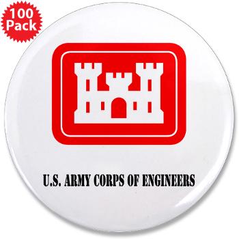 USACE - M01 - 01 - U.S. Army Corps of Engineers (USACE) with Text - 3.5" Button (100 pack)