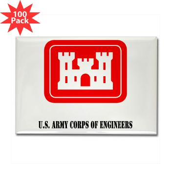 USACE - M01 - 01 - U.S. Army Corps of Engineers (USACE) with Text - Rectangle Magnet (100 pack)