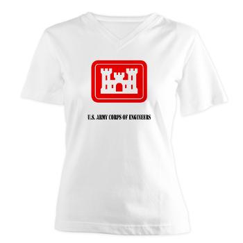 USACE - A01 - 04 - U.S. Army Corps of Engineers (USACE) with Text - Women's V-Neck T-Shirt