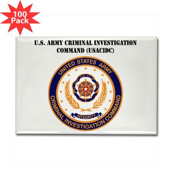 USACIDC - M01 - 01 - U.S. Army Criminal Investigation Command (USACIDC) with Text - Rectangle Magnet (100 pack)