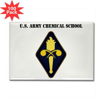 USACS - M01 - 01 - U.S. Army Chemical School with Text - Rectangle Magnet (100 pack)