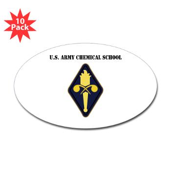 USACS - M01 - 01 - U.S. Army Chemical School with Text - Sticker (Oval 10 pk) - Click Image to Close