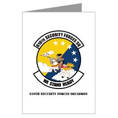 USAF610SS - M01 - 02 - DUI - 610th Security Force Squadron with Text - Greeting Cards (Pk of 10) - Click Image to Close
