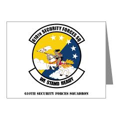 USAF610SS - M01 - 02 - DUI - 610th Security Force Squadron with Texte - Note Cards (Pk of 20) - Click Image to Close