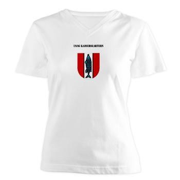 USAGKaiserslautern - A01 - 04 - USAG Kaiserslautern with Text - Women's V-Neck T-Shirt