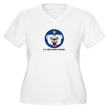 USARAK - A01 - 04 - U.S. Army Alaska (USARAK) with Text - Women's V-Neck T-Shirt
