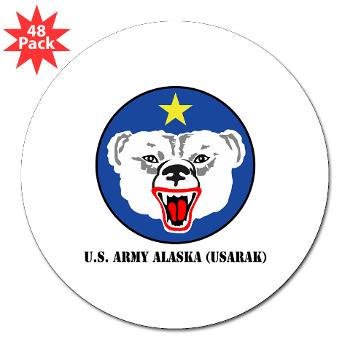 USARAK - M01 - 01 - U.S. Army Alaska (USARAK) with Text - 3" Lapel Sticker (48 pk)