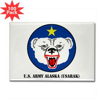 USARAK - M01 - 01 - U.S. Army Alaska (USARAK) with Text - Rectangle Magnet (100 pack)