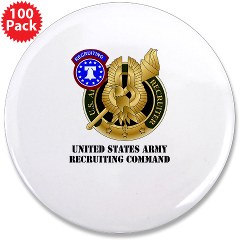USAREC - M01 - 01 - United States Army Recruiting Command with Text 3.5" Button (100 pack)