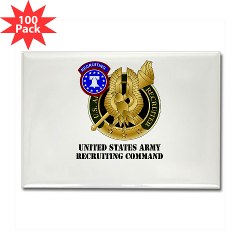 USAREC - M01 - 01 - United States Army Recruiting Command with Text Rectangle Magnet (100 pack)