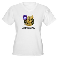 USAREC - A01 - 04 - United States Army Recruiting Command with Text Women's V-Neck T-Shirt