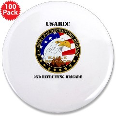 USAREC2RB - M01 - 01 - 2nd Recruiting Brigade with Text 3.5" Button (100 pack) - Click Image to Close