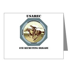 USAREC6RB - M01 - 02 - 6th Recruiting Brigade with text - Note Cards (Pk of 20)