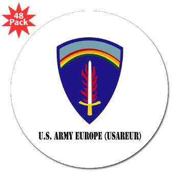 USAREUR - M01 - 01 - U.S. Army Europe (USAREUR) with Text - 3" Lapel Sticker (48 pk) - Click Image to Close
