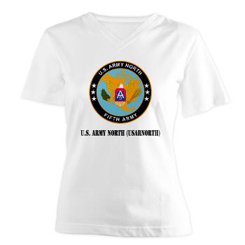 USARNORTH - A01 - 04 - U.S. Army North (USARNORTH) with Text - Women's V-Neck T-Shirt