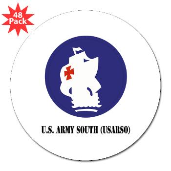USARSO - M01 - 01 - U.S. Army South (USARSO) with Text - 3" Lapel Sticker (48 pk) - Click Image to Close